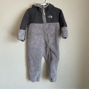 The North Face Gray Kids One Piece Fleece Bunting Snowsuit